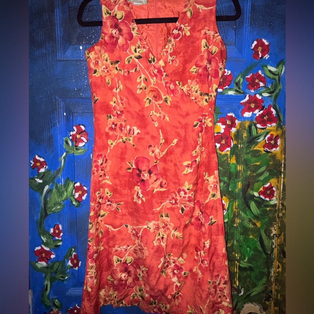 Tommy Bahama Floral Orange Sleeveless Dress